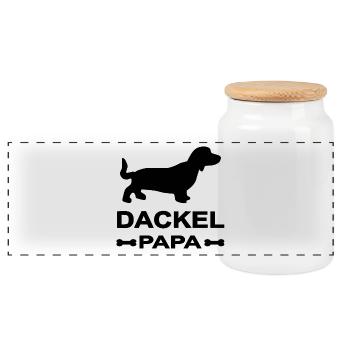 Dackel - Panorama Keksdose mit Holzdeckel - Weiß - Vorne