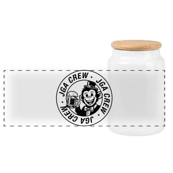 Enterrement de vie de garçon du groupe Bachelor Crew Singe - Boîte à biscuits avec couvercle en bois - blanc - Devant