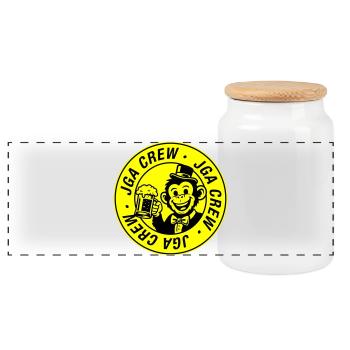 Enterrement de vie de garçon du groupe Bachelor Crew Singe - Boîte à biscuits avec couvercle en bois - blanc - Devant