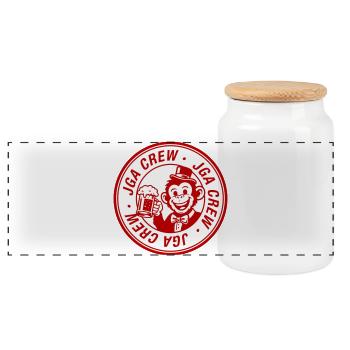Enterrement de vie de garçon du groupe Bachelor Crew Singe - Boîte à biscuits avec couvercle en bois - blanc - Devant