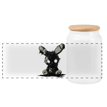 Dark Stuffed Bunny – motif gothique en peluche - Boîte à biscuits avec couvercle en bois - blanc - Devant