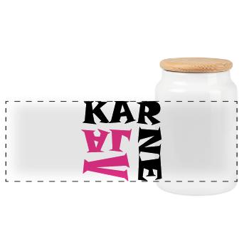 Karneval in Pink/Schwarz - Panorama Keksdose mit Holzdeckel - Weiß - Vorne