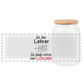 Ich Bin Lehrer Finde Immer Eine Lösung Geschenk - Panorama Keksdose mit Holzdeckel - Weiß - Vorne