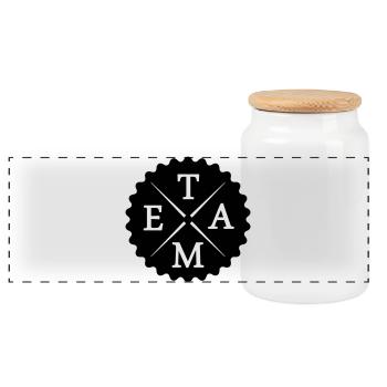 Équipe - Boîte à biscuits avec couvercle en bois - blanc - Devant
