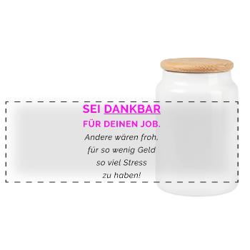 Dankbar für deinen Job - Panorama Keksdose mit Holzdeckel - Weiß - Vorne