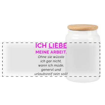 Ich liebe meine Arbeit Neon Pink - Panorama Keksdose mit Holzdeckel - Weiß - Vorne