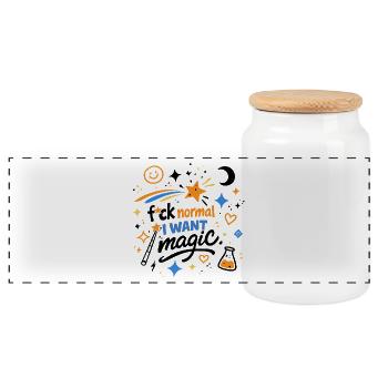 Fuck Normal I Want Magic Doodle Statement - Panoramic Cookie Jar with Wooden Lid - white - Front