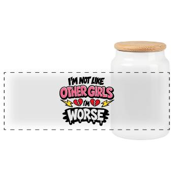 Je ne suis pas comme les autres filles, je suis pire, affirmation - Boîte à biscuits avec couvercle en bois - blanc - Devant