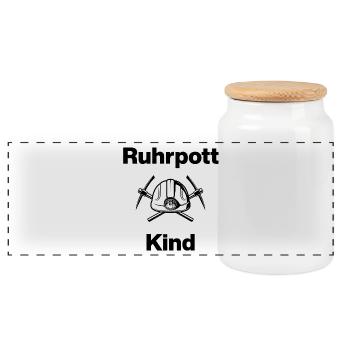 RUHRPOTT KIND, NRW, AUF KOHLE GEBOREN, BERGMANN - Panorama Keksdose mit Holzdeckel - Weiß - Vorne