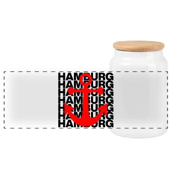 HAMBURG ANKER ROT, HAFEN, MOIN, ELBE, HAMBURGLIEBE - Panoramic Cookie Jar with Wooden Lid - white - Front