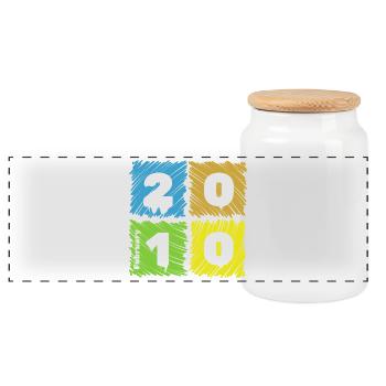 16. Geburtstag Farbige Patches since 02/2010 - Panorama Keksdose mit Holzdeckel - Weiß - Vorne