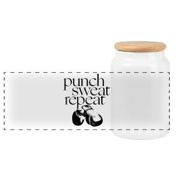 PUNCH SWEAT REPEAT - Boîte à biscuits avec couvercle en bois - blanc - Devant