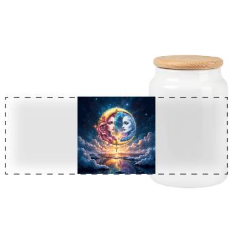 Dualité lunaire en amour - Boîte à biscuits avec couvercle en bois - blanc - Devant