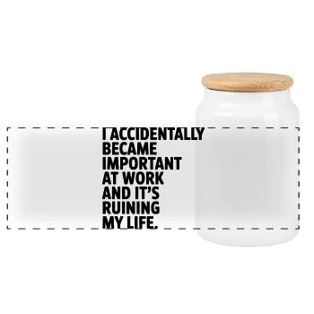 Accidentellement important au travail - Boîte à biscuits avec couvercle en bois - blanc - Devant