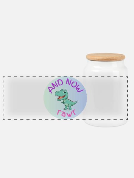 UND JETZT RAWR - Dino - Panorama Keksdose mit Holzdeckel - Weiß