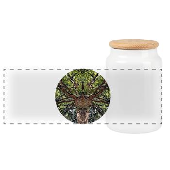 Créatures de la nature dans la cime des arbres - Boîte à biscuits avec couvercle en bois - blanc - Devant