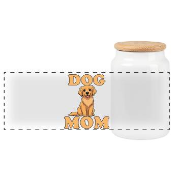 Maman de chien – Motif de maman de chien mignonne - Boîte à biscuits avec couvercle en bois - blanc - Devant