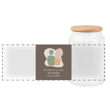 C’est presque aussi agréable avec toi que seul - Boîte à biscuits avec couvercle en bois - blanc - Devant