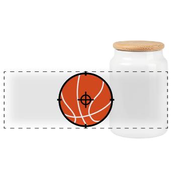 Basket Ball cible / Basketball / Basktet-Ball  - Boîte à biscuits avec couvercle en bois - blanc - Devant