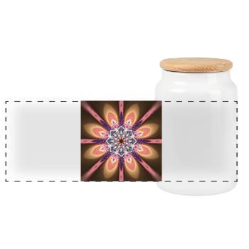 Mandala Morgenröte - Panorama Keksdose mit Holzdeckel - Weiß - Vorne