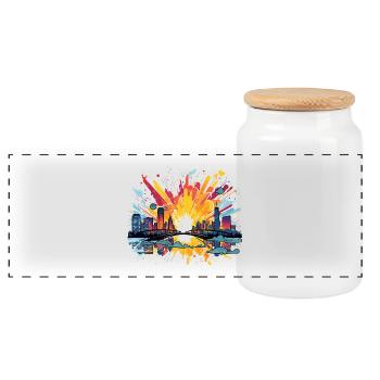 City fireworks Skyline Spritz - Panoramic Cookie Jar with Wooden Lid - white - Front