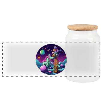 Tempête de Lecture de Licorne Galactique - Boîte à biscuits avec couvercle en bois - blanc - Devant