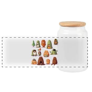 WaldYeti Cuddle Worlds - Panoramic Cookie Jar with Wooden Lid - white - Front