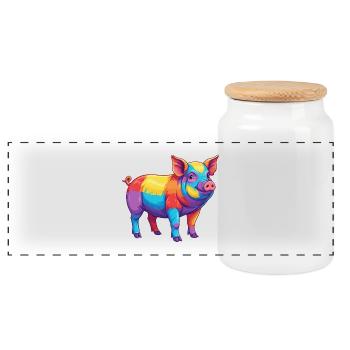 Aquarelle Pop Art Arc-en-ciel Cochon Coloré - Boîte à biscuits avec couvercle en bois - blanc - Devant