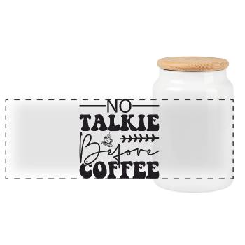 I don't say I love coffee - Panoramic Cookie Jar with Wooden Lid - white - Front