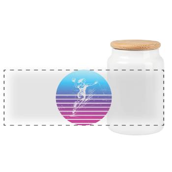 Tolles Handball Geschenk für Handball fuer Frauen - Panorama Keksdose mit Holzdeckel - Weiß - Vorne