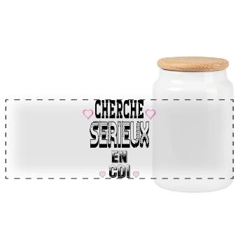 Cherche Sérieux en CDI - Boîte à biscuits avec couvercle en bois - blanc - Devant
