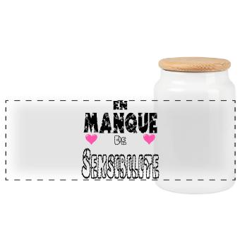 Lacking Sensitivity - Panoramic Cookie Jar with Wooden Lid - white - Front