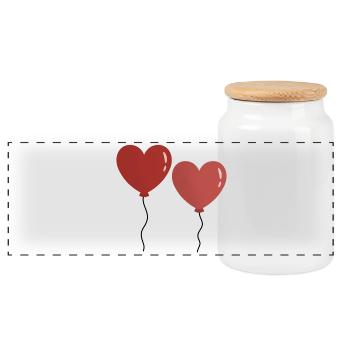 Twin Hearts Balloons - Panoramic Cookie Jar with Wooden Lid - white - Front