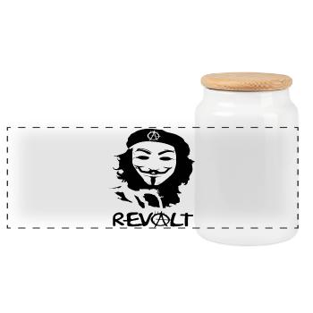 Masked Anarchy Silhouette - Panoramic Cookie Jar with Wooden Lid - white - Front