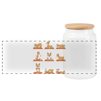 Postures de yoga Corgi pour chiens Fans de yoga - Boîte à biscuits avec couvercle en bois - blanc - Devant