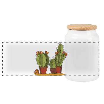 Flowers - Panoramic Cookie Jar with Wooden Lid - white - Front