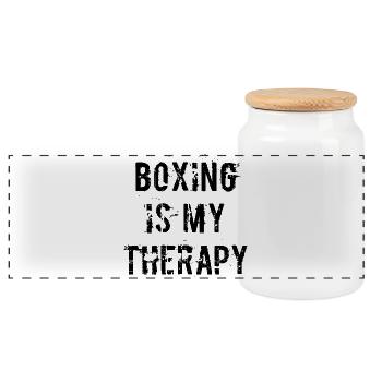 Boxing Is My Therapy - Panorama Keksdose mit Holzdeckel - Weiß - Vorne