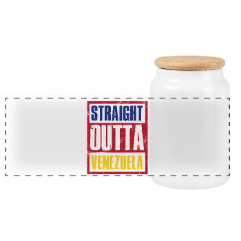 Straight outta Venezuela - Panoramic Cookie Jar with Wooden Lid - white - Front