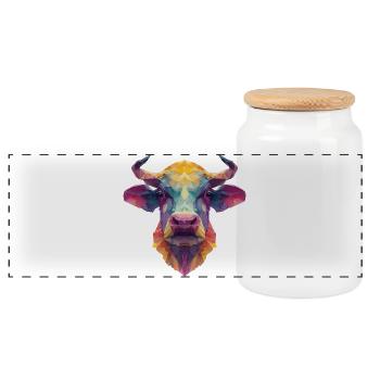 Cow - Panoramic Cookie Jar with Wooden Lid - white - Front