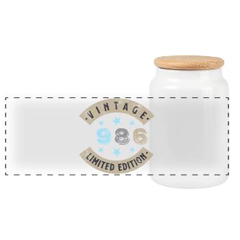 1986 Édition limitée - Boîte à biscuits avec couvercle en bois - blanc - Devant