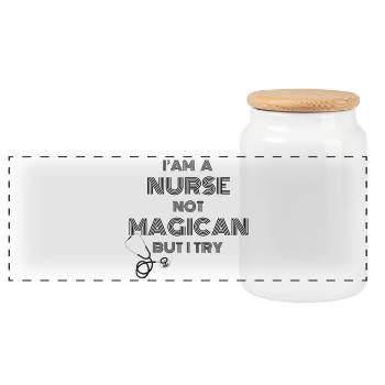 Je suis infirmière, pas magicienne, mais j’essaie - Medical Hum - Boîte à biscuits avec couvercle en bois - blanc - Devant