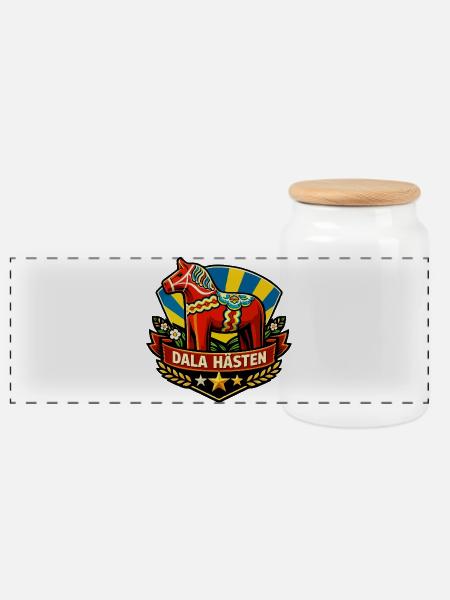 Dala hästen - Panorama Keksdose mit Holzdeckel - Weiß