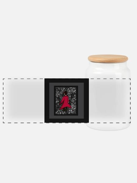 Anime_Roter Mantel - Panorama Keksdose mit Holzdeckel - Weiß
