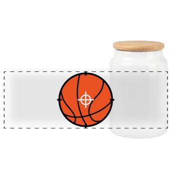 Basketball / Basketball / Basktet-Ball / Sport - Panorama Keksdose mit Holzdeckel - Weiß - Vorne