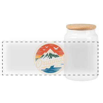 Originales Retro-Jubiläum von 1974 - Panorama Keksdose mit Holzdeckel - Weiß - Vorne