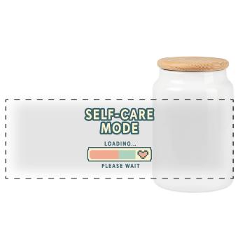 Self-Care Mode Loading - Retro Pixel Edition - Panoramic Cookie Jar with Wooden Lid - white - Front