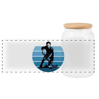 Floorball Graphics for Floorball - Panoramic Cookie Jar with Wooden Lid - white - Front