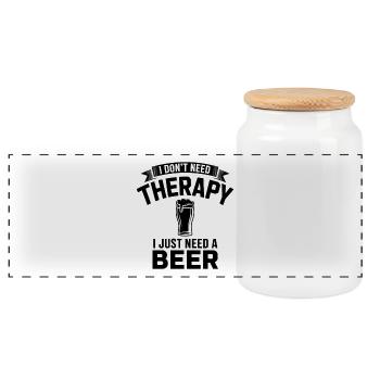Je n’ai pas besoin de thérapie, j’ai juste besoin de bière - Boîte à biscuits avec couvercle en bois - blanc - Devant