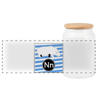 Ni wie Nilpferd - Panorama Keksdose mit Holzdeckel - Weiß - Vorne