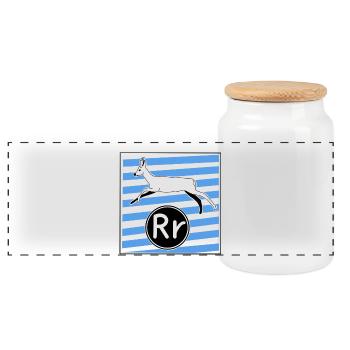 R pour Cerf - Boîte à biscuits avec couvercle en bois - blanc - Devant